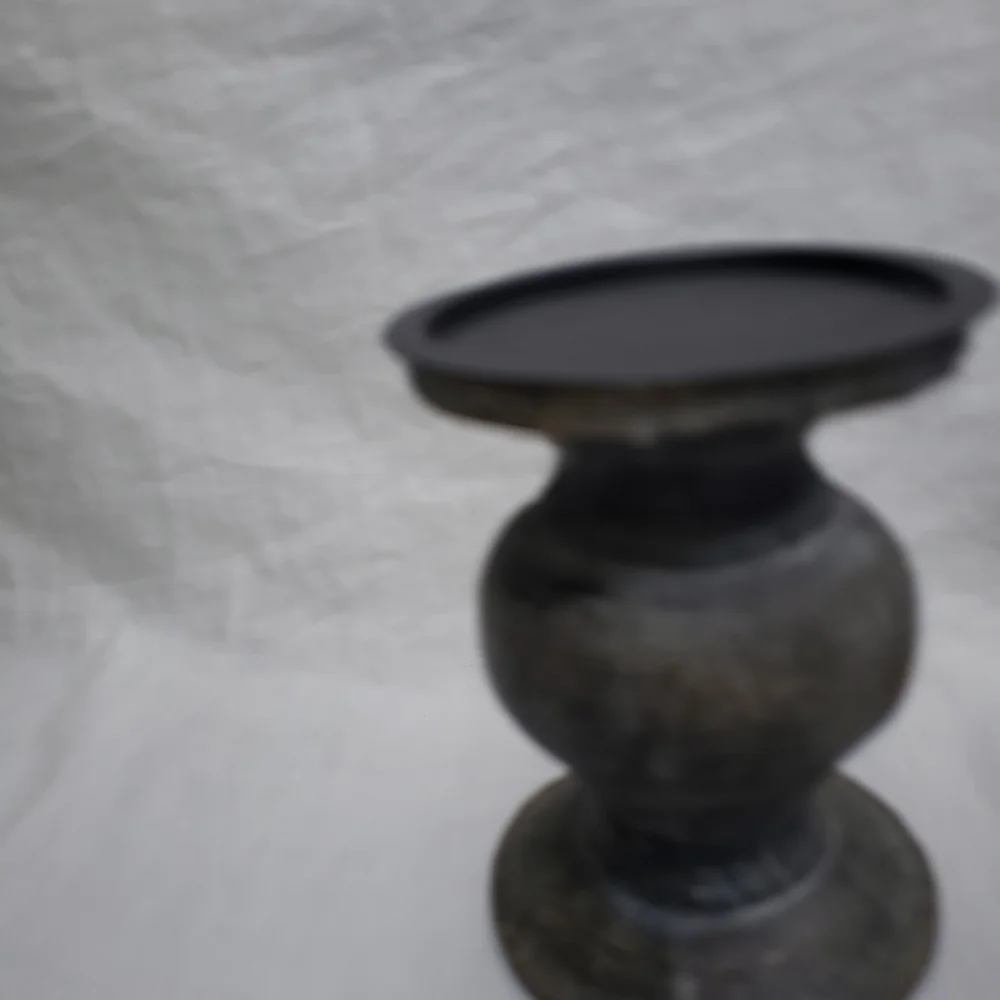 Pier 1 Gold and Black Distressed Pilar Candle Holders